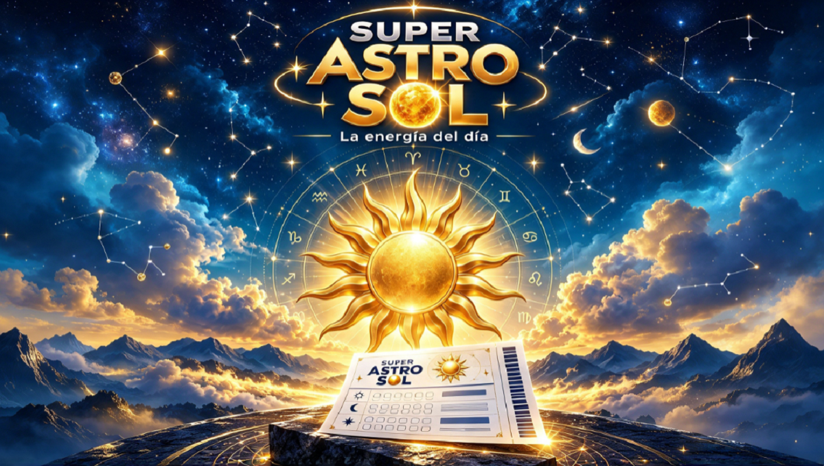 Representación visual de un billete de lotería y elementos astronómicos del chance.