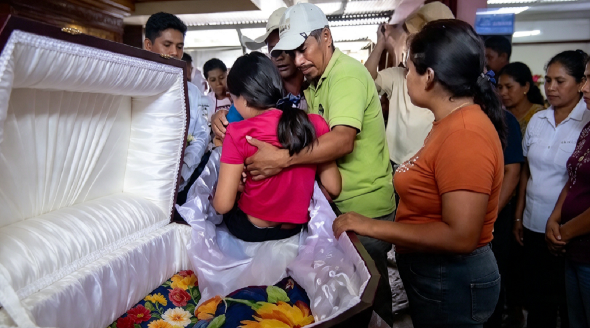 Captura de pantalla del video donde Yuleidy Ixcotoyac se incorpora del ataúd durante su velorio.