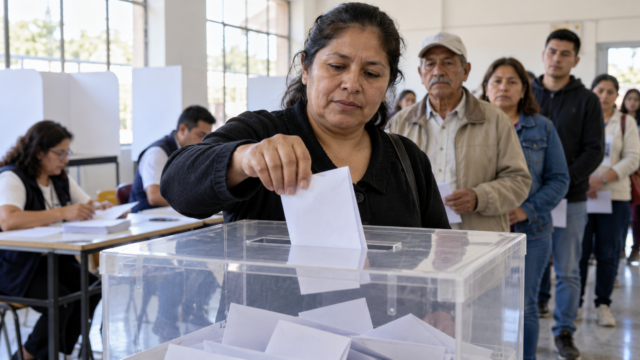 Urnas electorales y papeletas de votación utilizadas por la comunidad latina en los comicios.