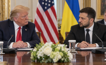 Donald Trump y Volodimir Zelenski durante una reunión diplomática.