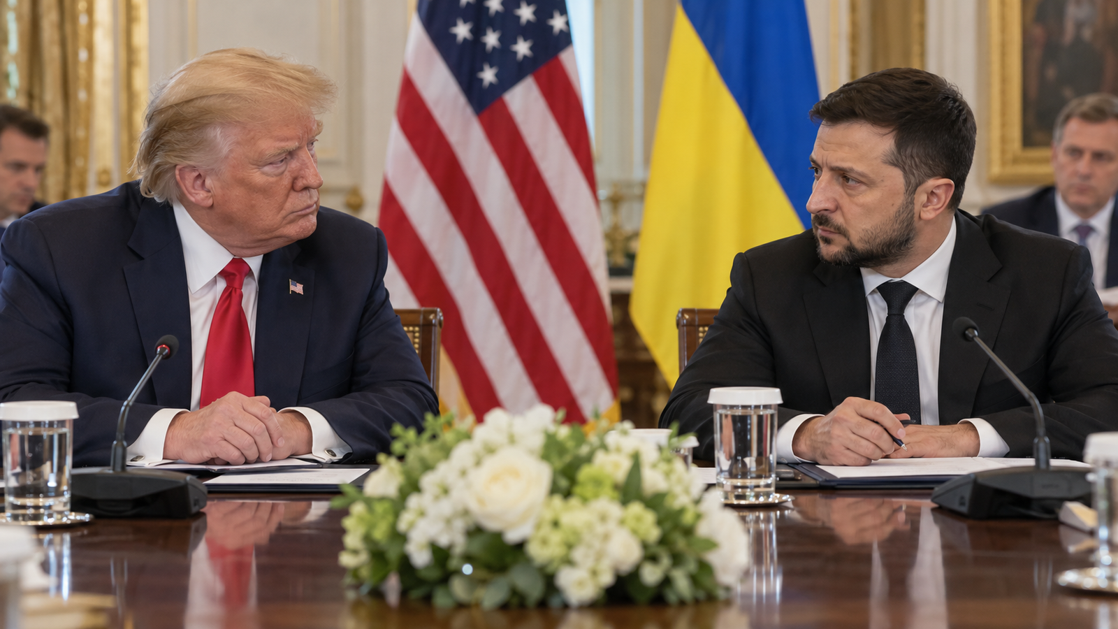 Donald Trump y Volodimir Zelenski durante una reunión diplomática.